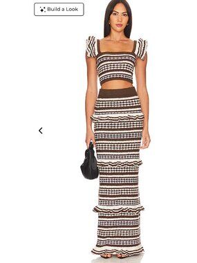 Tularosa Kaely Top & Skirt Set in Brown & Ivory | REVOLVE